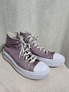 Converse High-Top Platform Sneakers in Dusty Mauve with White Accents
